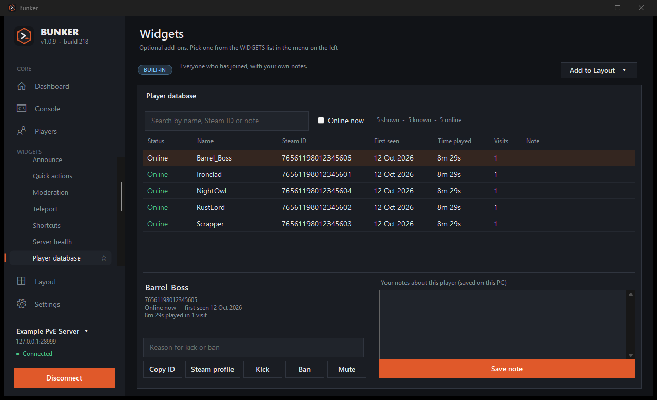 Player database